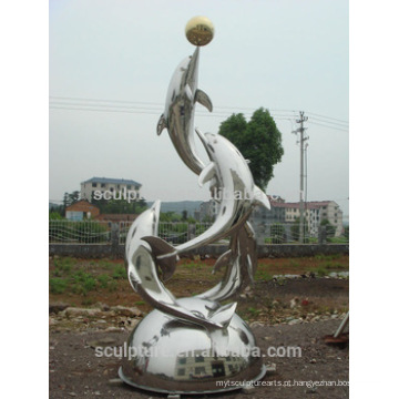 Aço inoxidável Dolphins esculturas de metal moderno